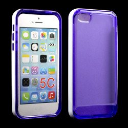 Apple iPhone 5C Clear Gummy Bumper Hybrid Case (White Purple)